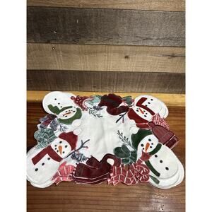 Set Of 4 Snowman Cutout Holiday Christmas Table Placemats